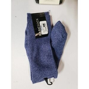 Basics Socks Mens One Size Blue Knit Cotton Blend Mid Calf Casual Crew Socks NWT